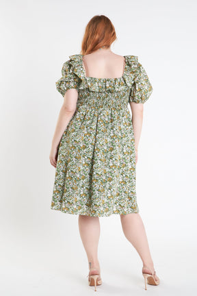 ENGLISH FACTORY - English Factory - Floral Print Smocked Puff Sleeve Dress - DRESSES available at Objectrare