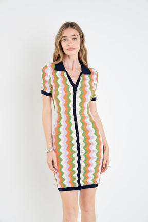ENGLISH FACTORY - Wavy Stripes Knit Mini Dress - DRESSES available at Objectrare