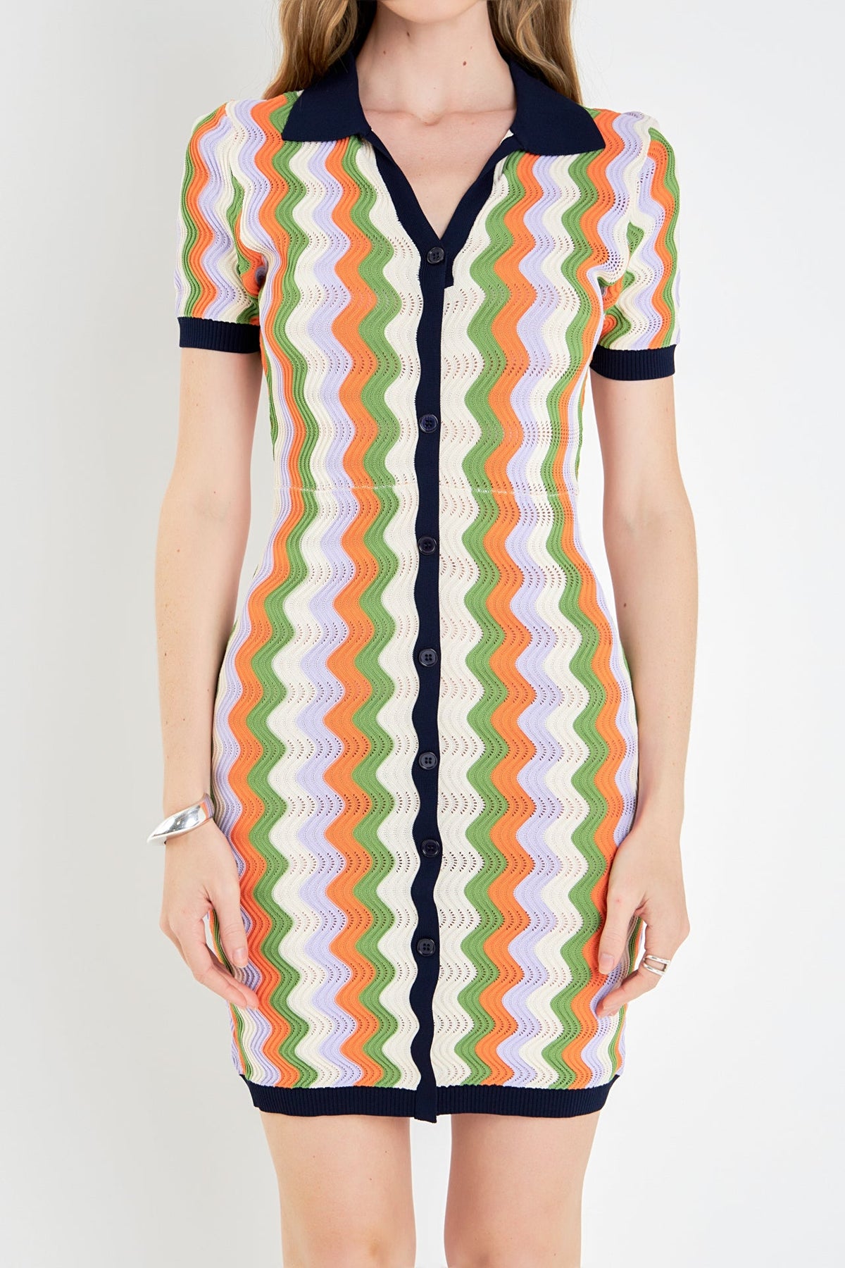 ENGLISH FACTORY - Wavy Stripes Knit Mini Dress - DRESSES available at Objectrare