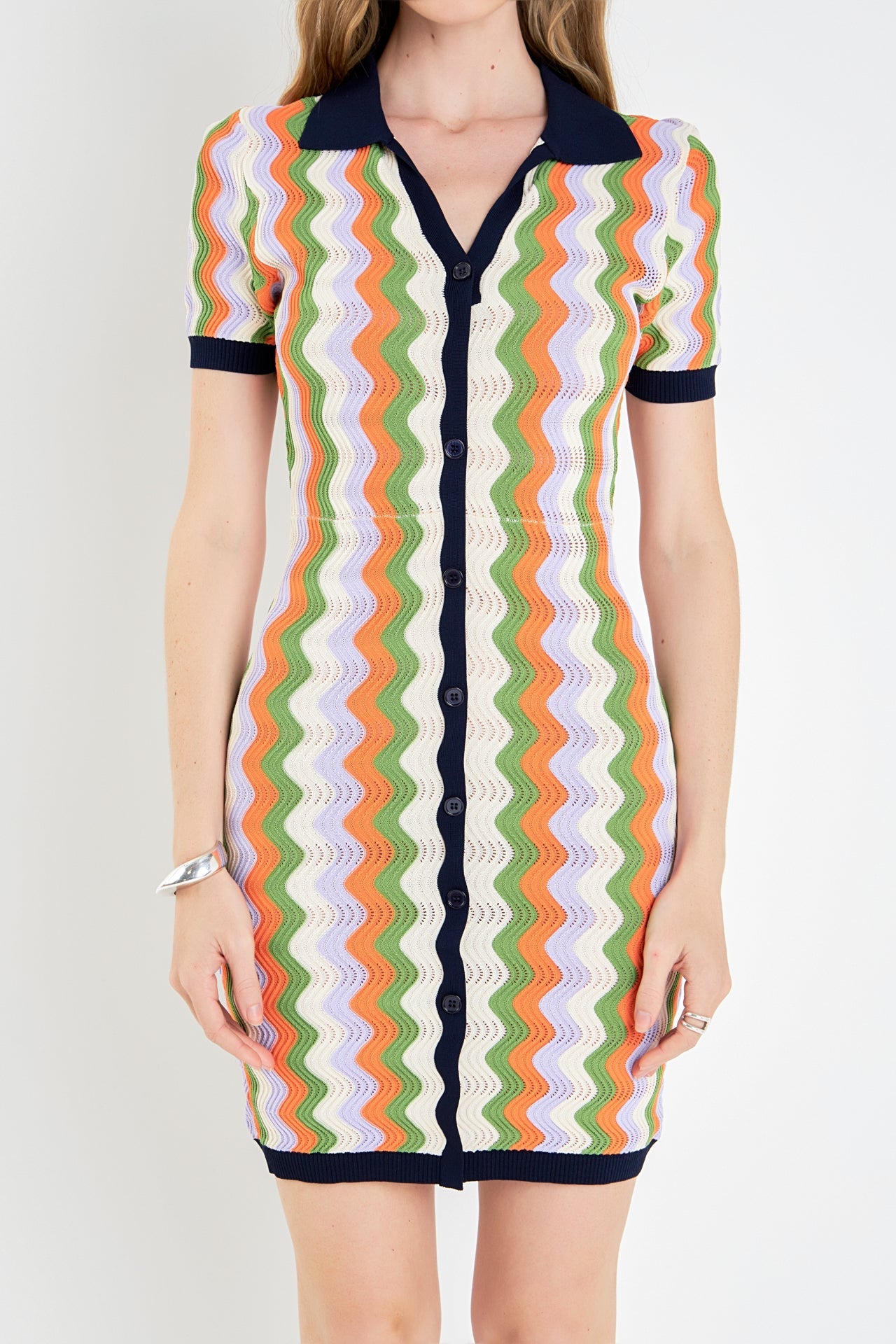 ENGLISH FACTORY - English Factory - Wavy Stripes Knit Mini Dress - DRESSES available at Objectrare