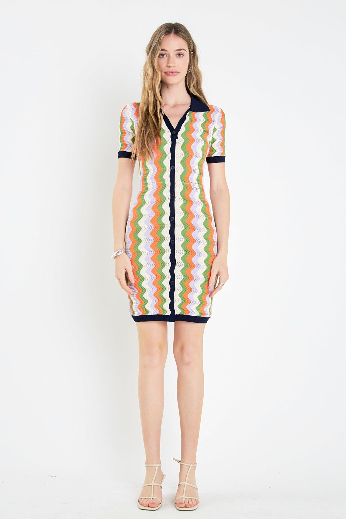 ENGLISH FACTORY - Wavy Stripes Knit Mini Dress - DRESSES available at Objectrare