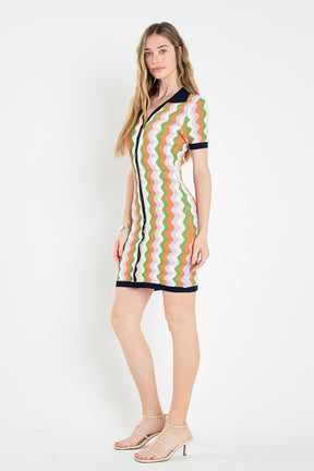 ENGLISH FACTORY - Wavy Stripes Knit Mini Dress - DRESSES available at Objectrare