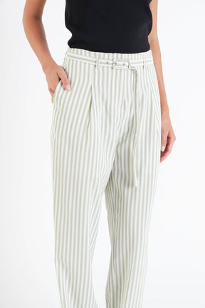 ENGLISH FACTORY - English Factory - High Waisted Belted Striped Pants - PANTS available at Objectrare