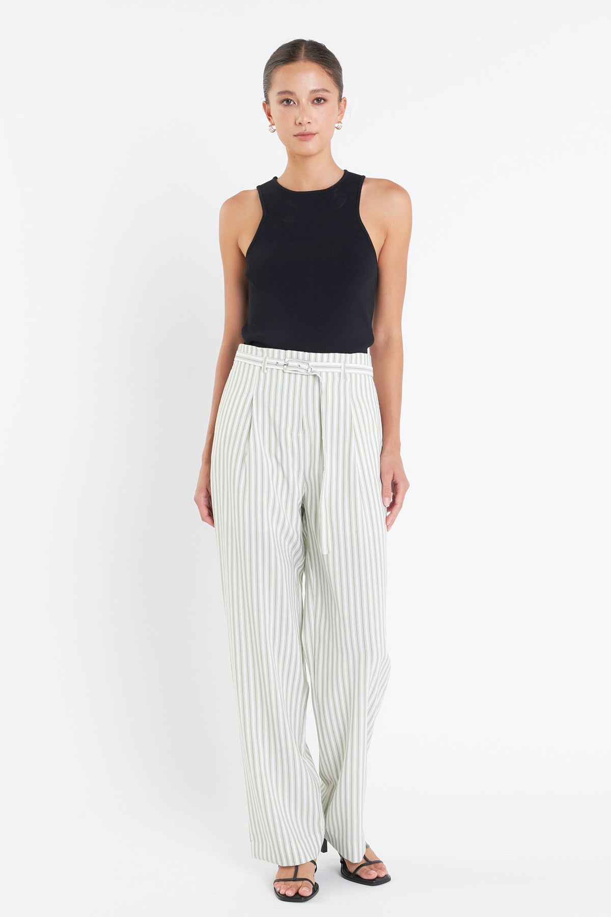 ENGLISH FACTORY - English Factory - High Waisted Belted Striped Pants - PANTS available at Objectrare