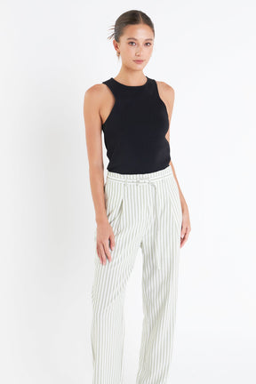 ENGLISH FACTORY - English Factory - High Waisted Belted Striped Pants - PANTS available at Objectrare