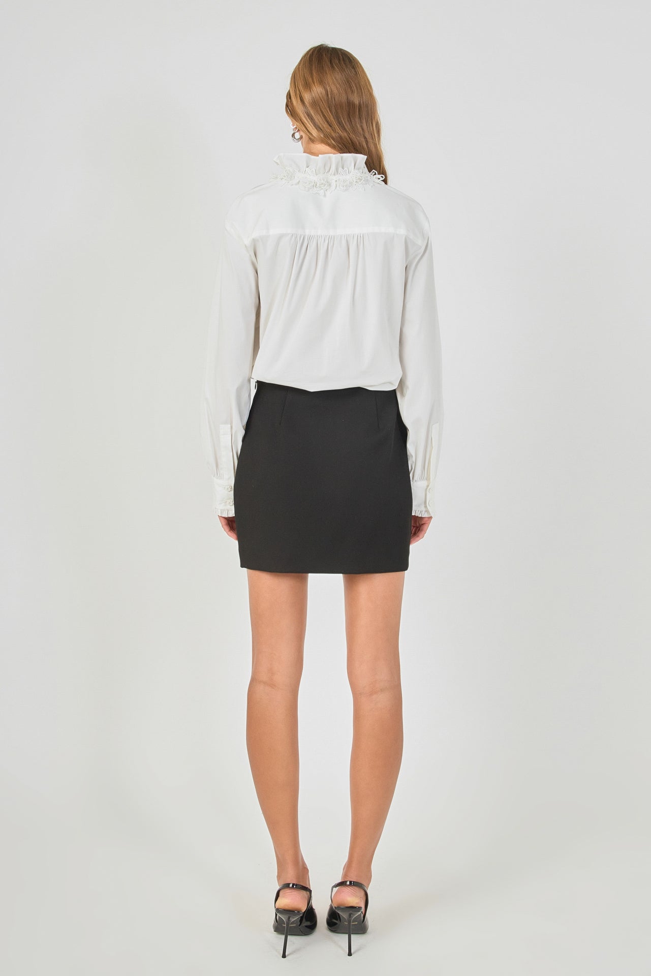 ENDLESS ROSE - Embroidered Ruffle Collar Blouse - TOPS available at Objectrare
