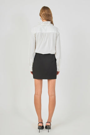 ENDLESS ROSE - Embroidered Ruffle Collar Blouse - TOPS available at Objectrare