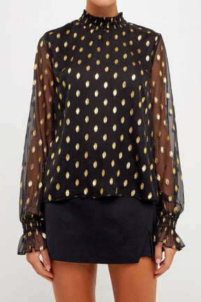 ENDLESS ROSE - Polka Dot Chiffon Blouse - TOPS available at Objectrare