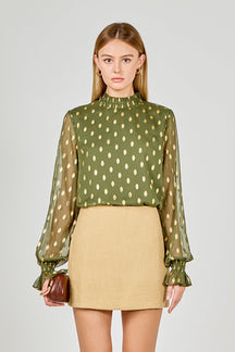 ENDLESS ROSE - Polka Dot Chiffon Blouse - SHIRTS & BLOUSES available at Objectrare