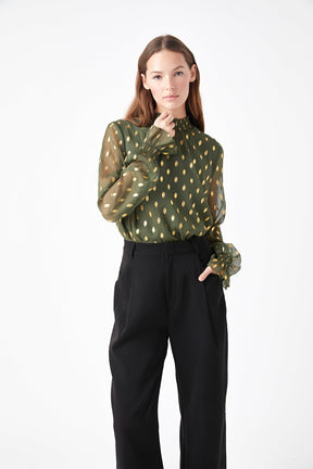 ENDLESS ROSE - Polka Dot Chiffon Blouse - TOPS available at Objectrare