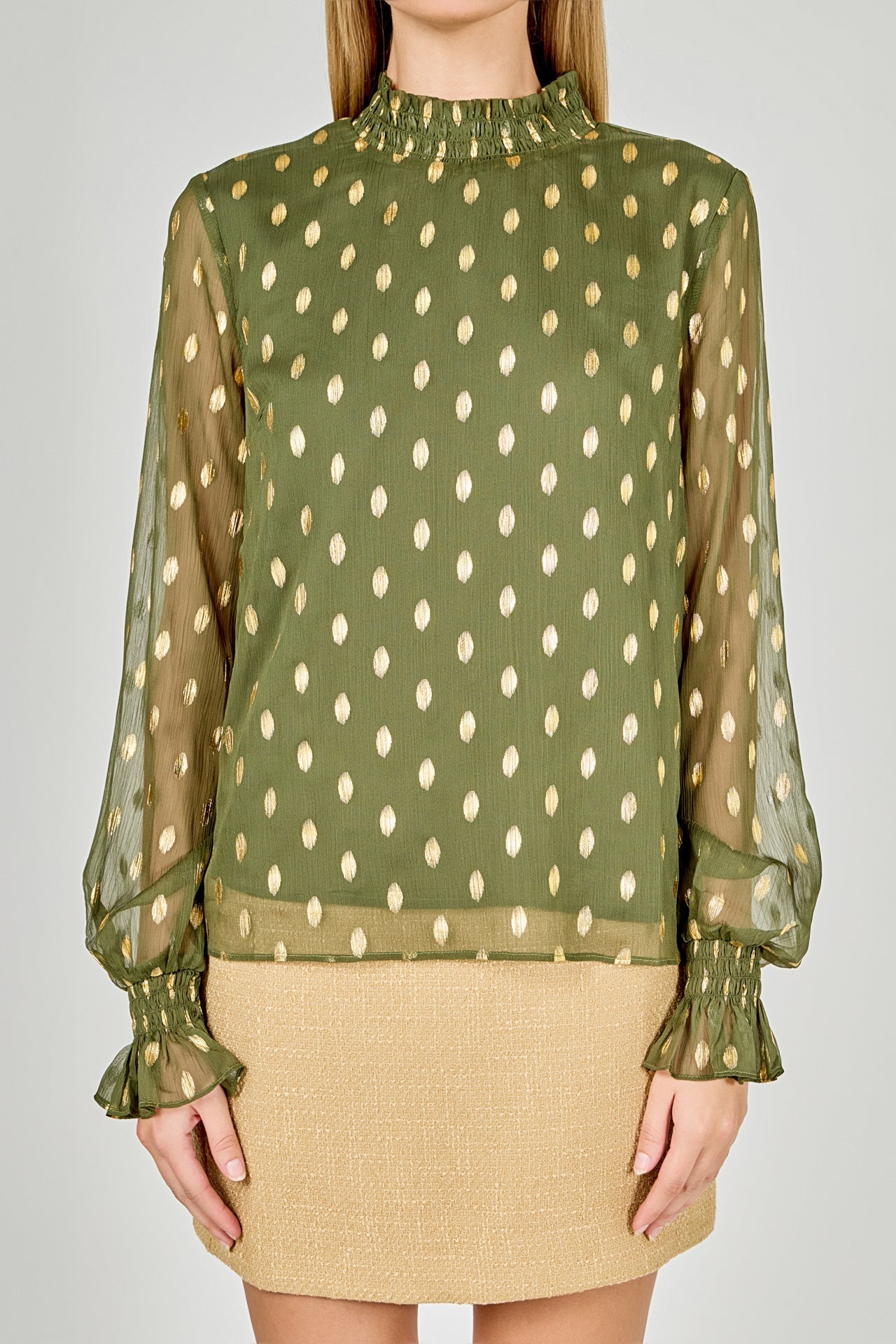 ENDLESS ROSE - Polka Dot Chiffon Blouse - SHIRTS & BLOUSES available at Objectrare