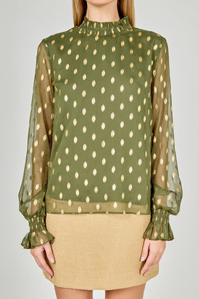 Polka Dot Chiffon Blouse