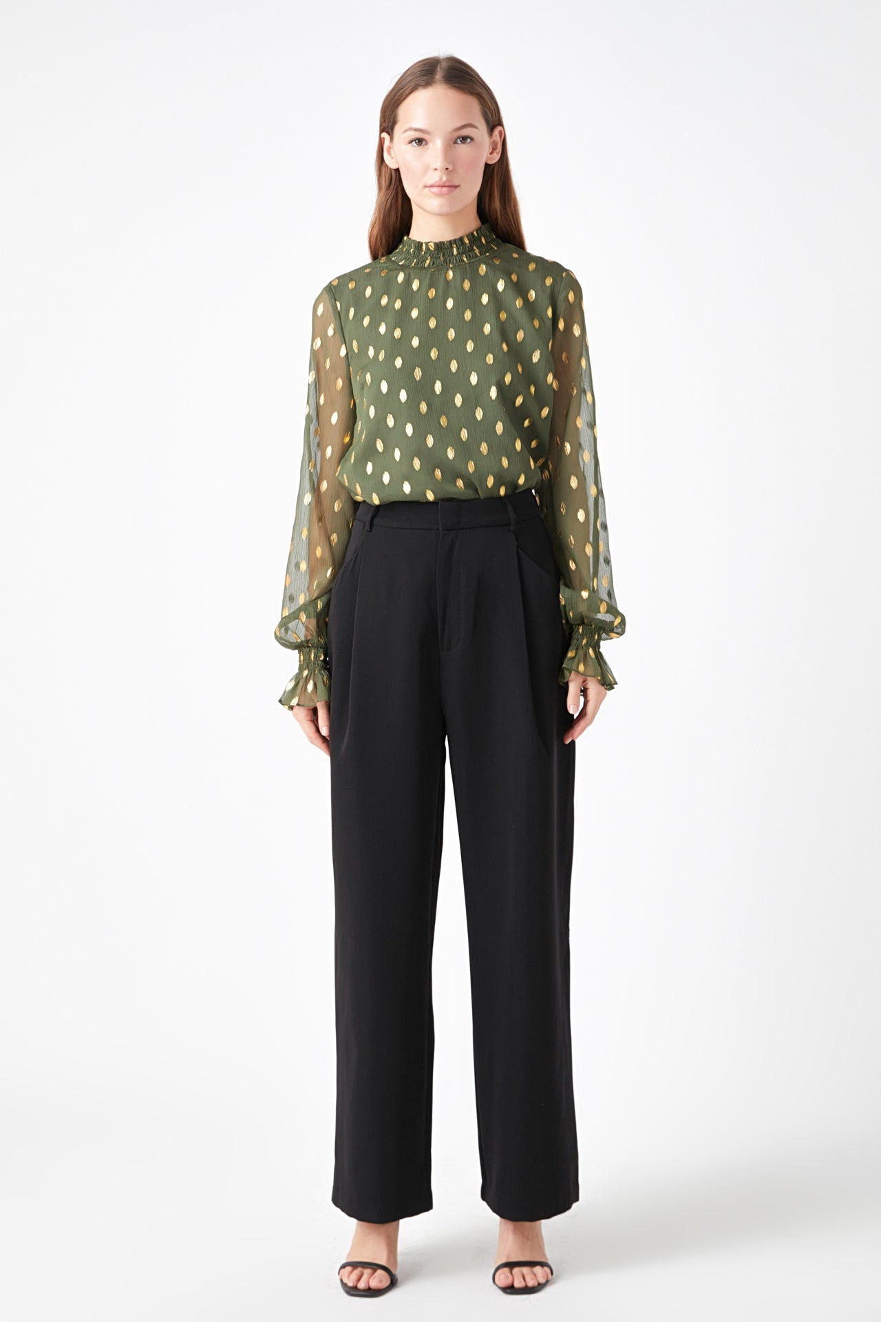 ENDLESS ROSE - Polka Dot Chiffon Blouse - TOPS available at Objectrare