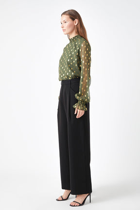 ENDLESS ROSE - Polka Dot Chiffon Blouse - TOPS available at Objectrare