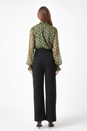 ENDLESS ROSE - Polka Dot Chiffon Blouse - TOPS available at Objectrare
