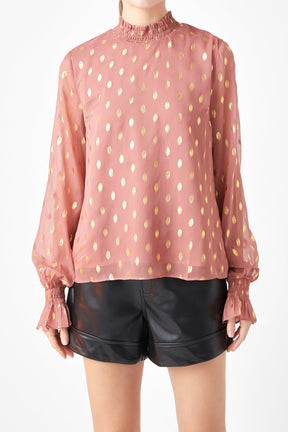 ENDLESS ROSE - Polka Dot Chiffon Blouse - SHIRTS & BLOUSES available at Objectrare