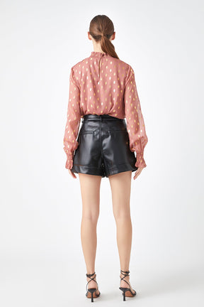 ENDLESS ROSE - Polka Dot Chiffon Blouse - TOPS available at Objectrare
