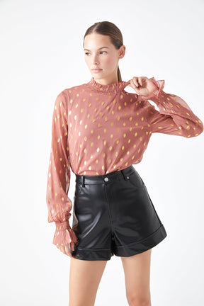 ENDLESS ROSE - Polka Dot Chiffon Blouse - TOPS available at Objectrare