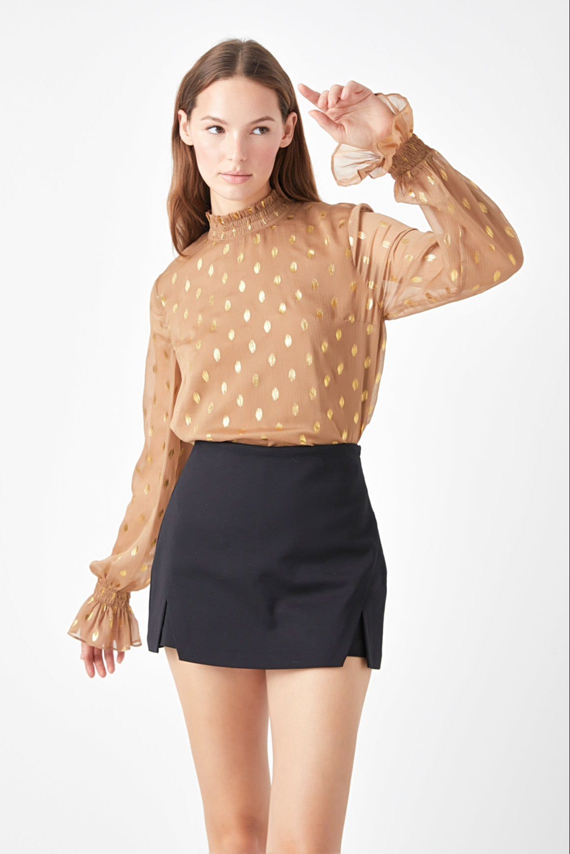 ENDLESS ROSE - Polka Dot Chiffon Blouse - TOPS available at Objectrare