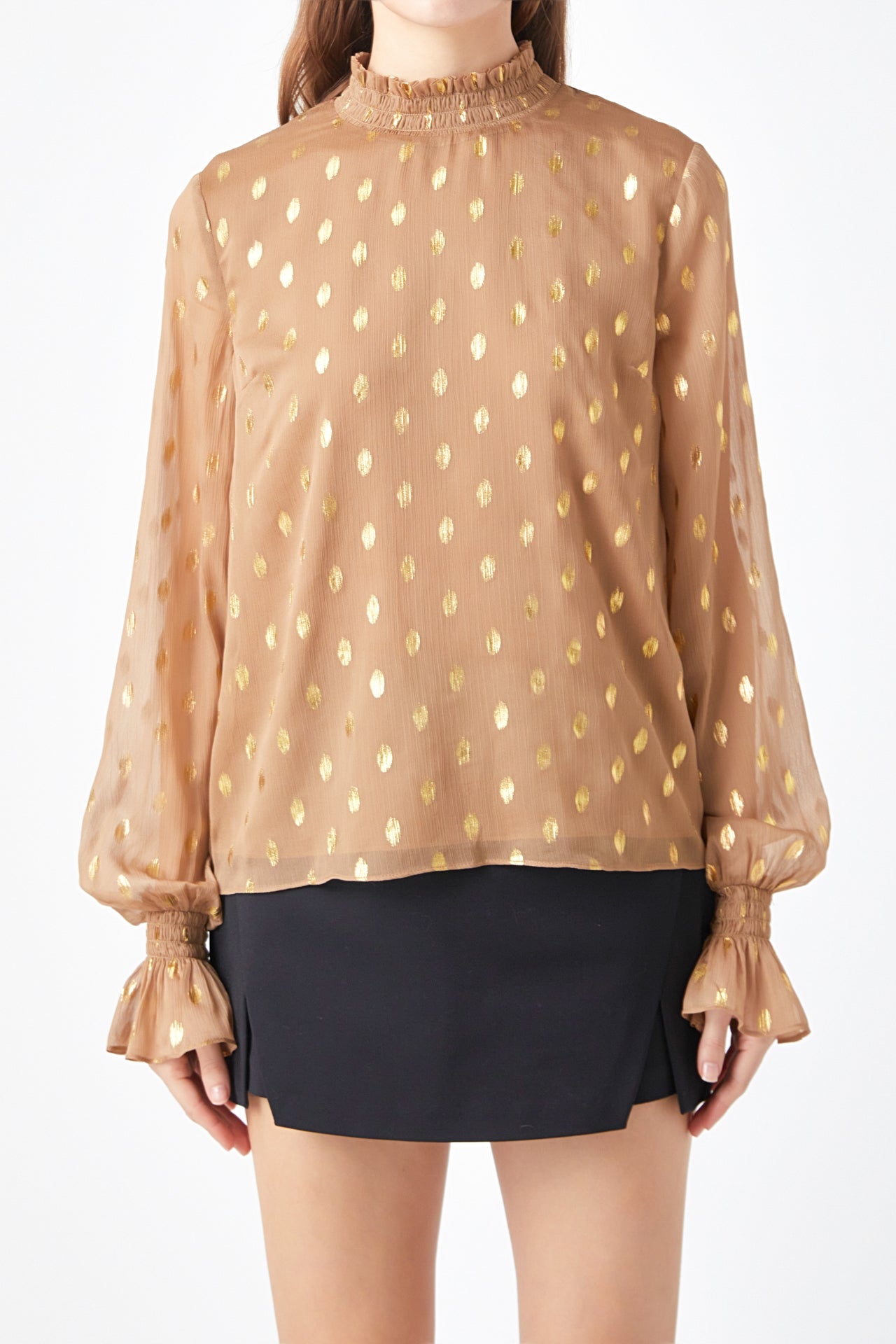 ENDLESS ROSE - Polka Dot Chiffon Blouse - TOPS available at Objectrare