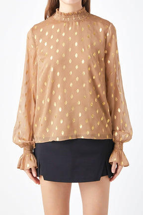 ENDLESS ROSE - Polka Dot Chiffon Blouse - TOPS available at Objectrare