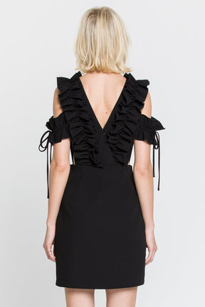 V Neck Dress with Ruffled Details