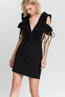 V Neck Dress with Ruffled Details