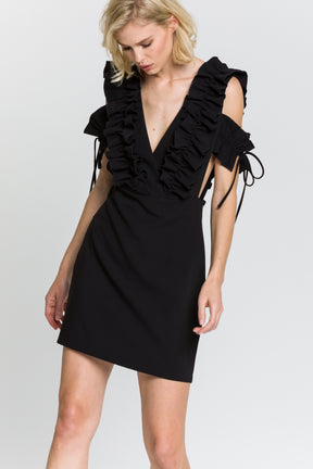 V Neck Dress with Ruffled Details
