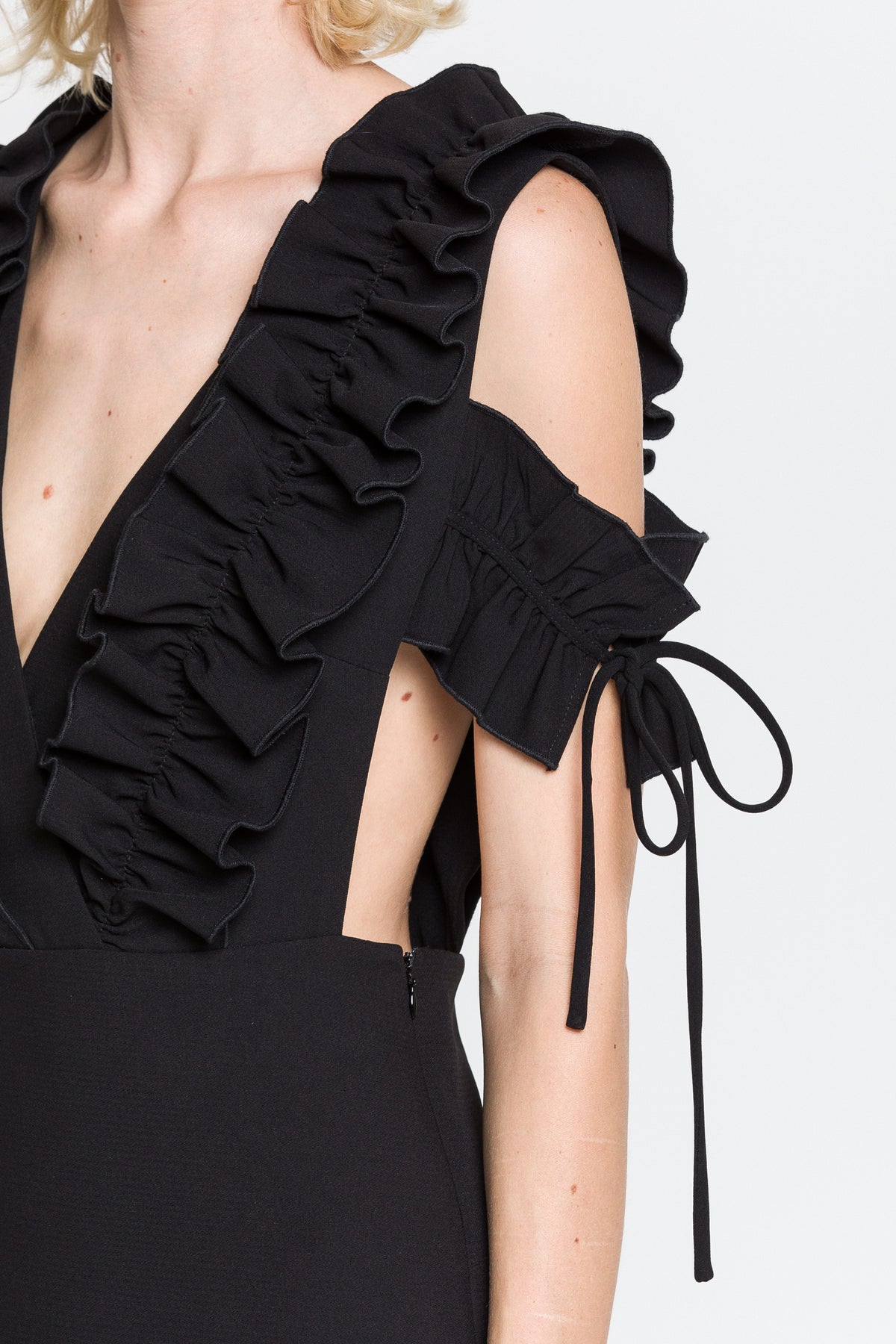 V Neck Dress with Ruffled Details