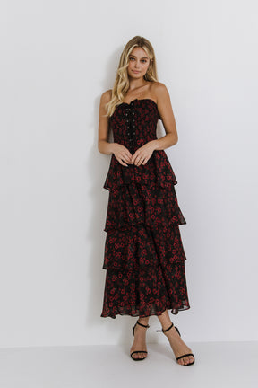 ENDLESS ROSE - Night Blossom Print Maxi Dress - DRESSES available at Objectrare