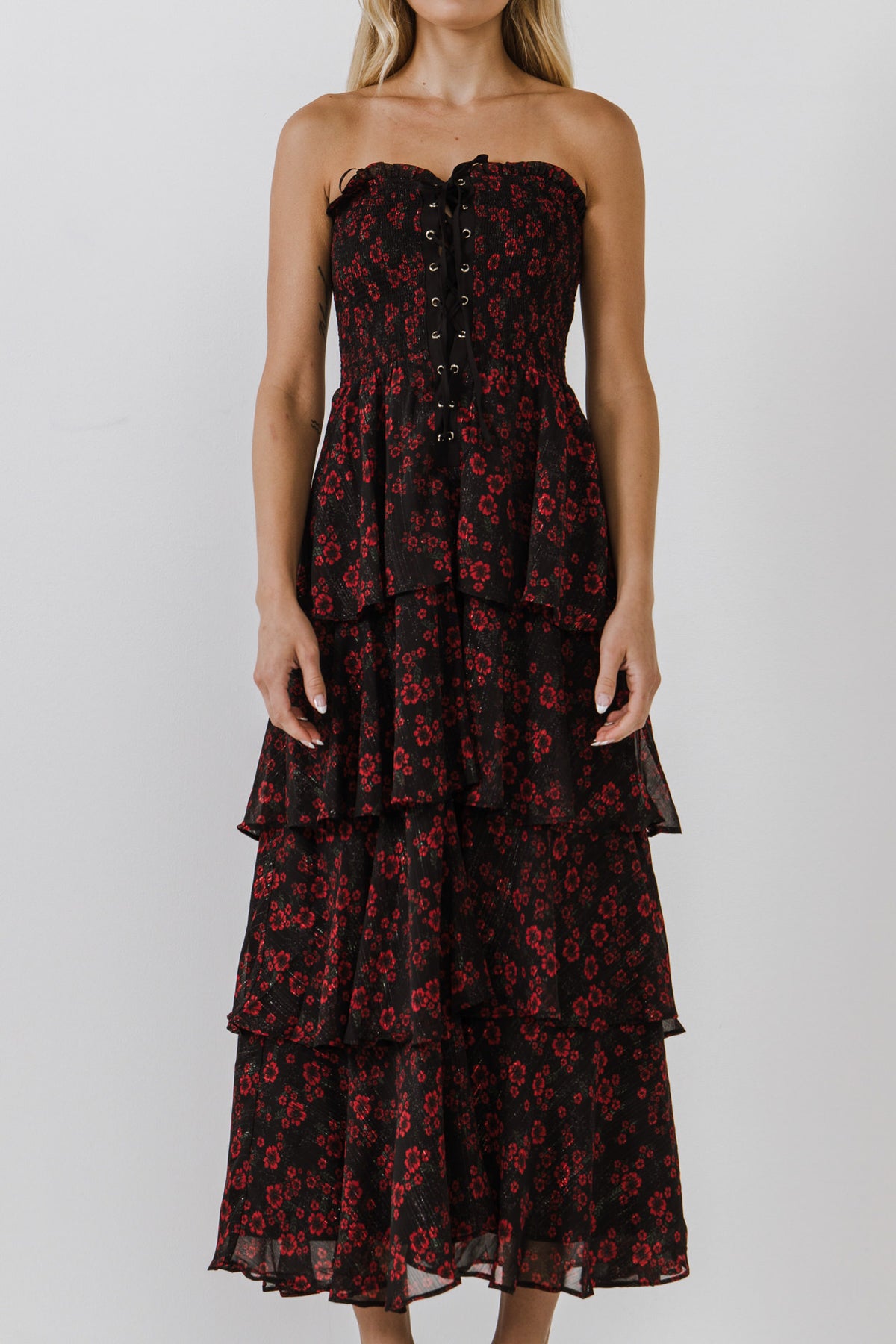 ENDLESS ROSE - Night Blossom Print Maxi Dress - DRESSES available at Objectrare