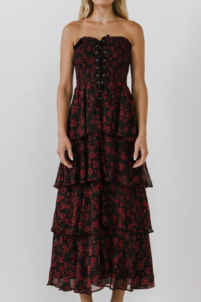 ENDLESS ROSE - Night Blossom Print Maxi Dress - DRESSES available at Objectrare