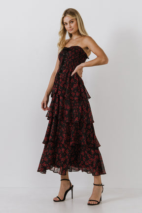 ENDLESS ROSE - Endless Rose - Night Blossom Print Maxi Dress - DRESSES available at Objectrare