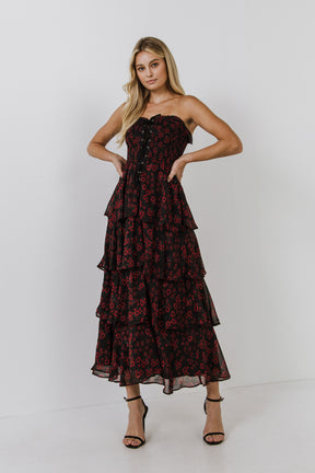 ENDLESS ROSE - Endless Rose - Night Blossom Print Maxi Dress - DRESSES available at Objectrare