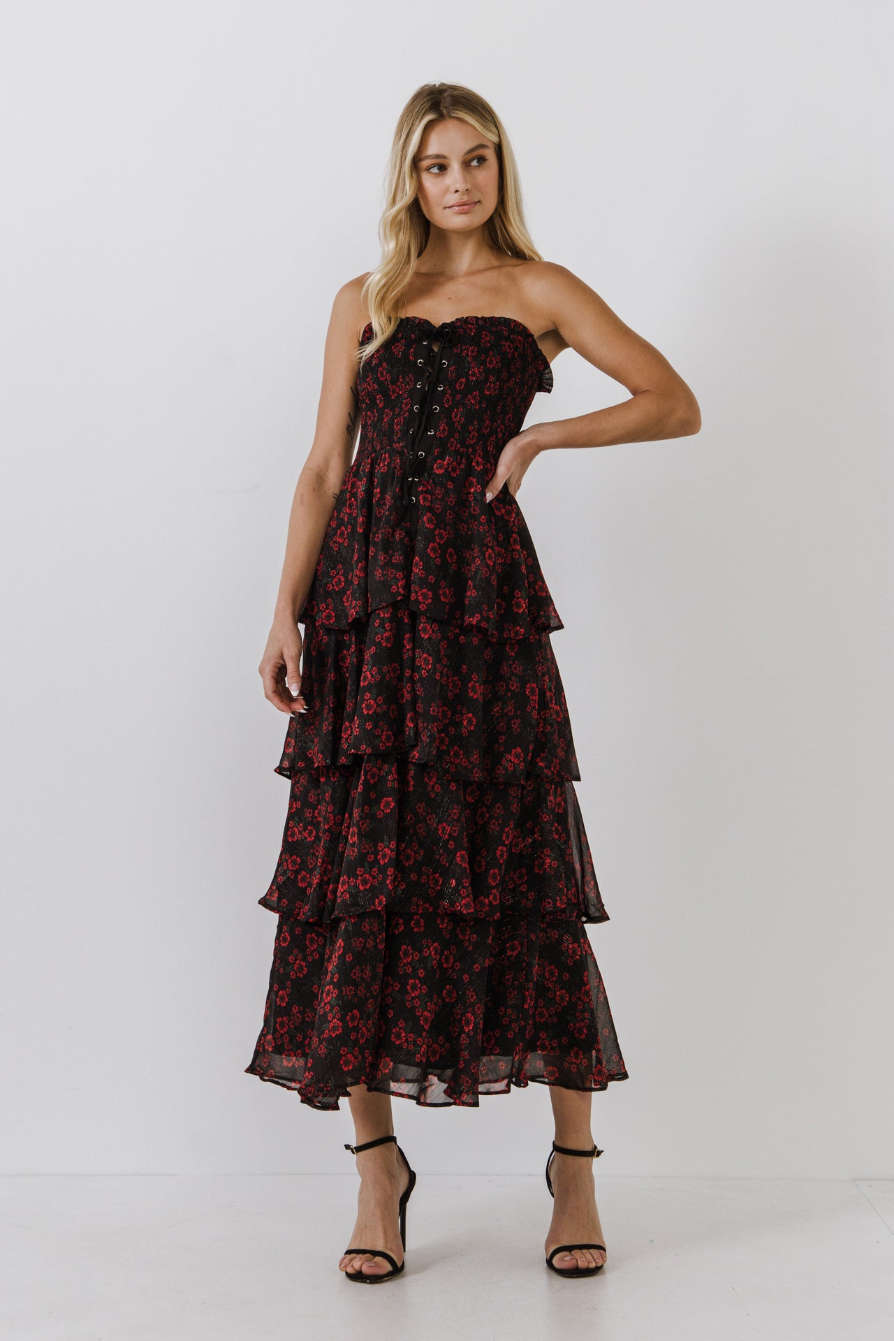 ENDLESS ROSE - Endless Rose - Night Blossom Print Maxi Dress - DRESSES available at Objectrare