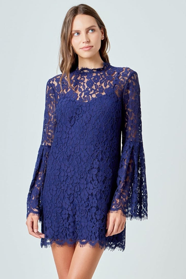 ENDLESS ROSE - Bell Sleeve Lace Dress - DRESSES available at Objectrare