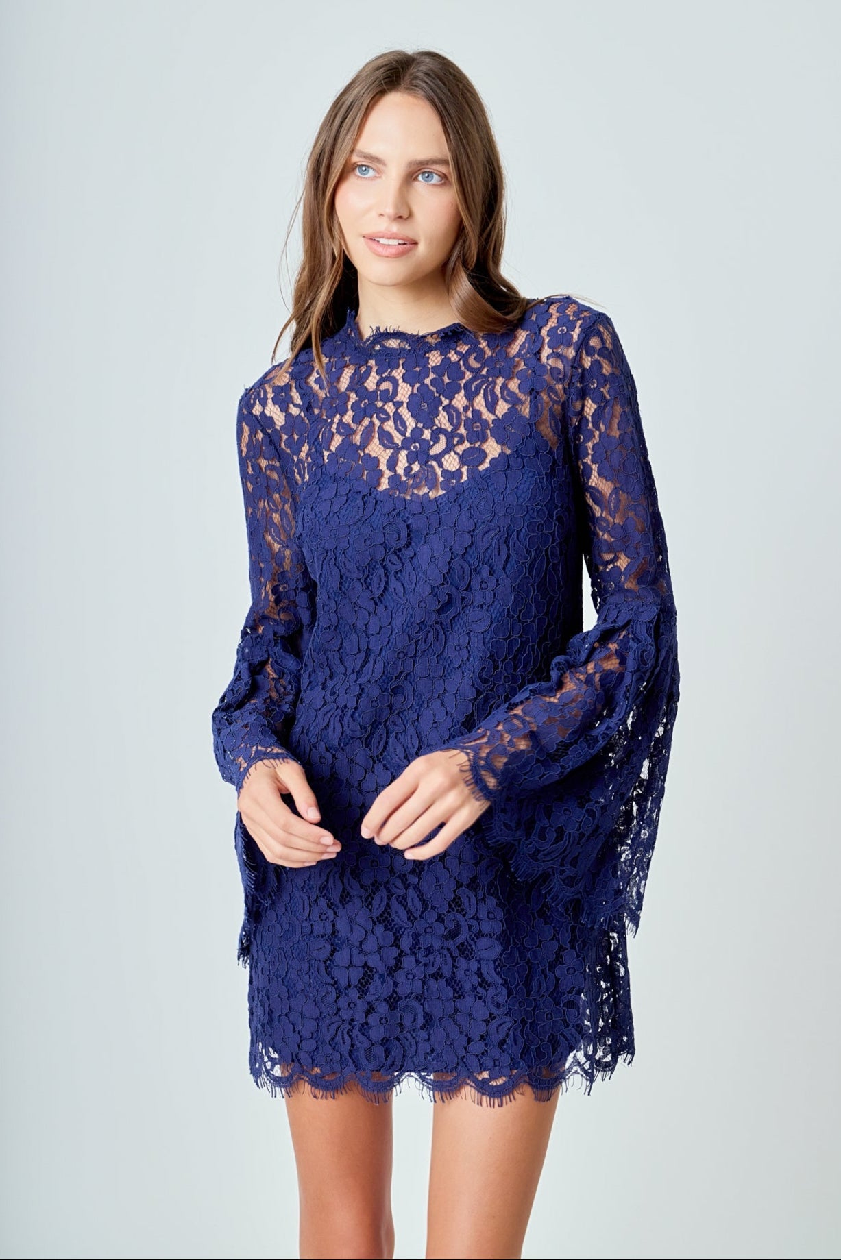 Endless Rose - Bell Sleeve Lace Dress NAVY / XS Endless Rose - Bell Sleeve Lace Dress NAVY / XS