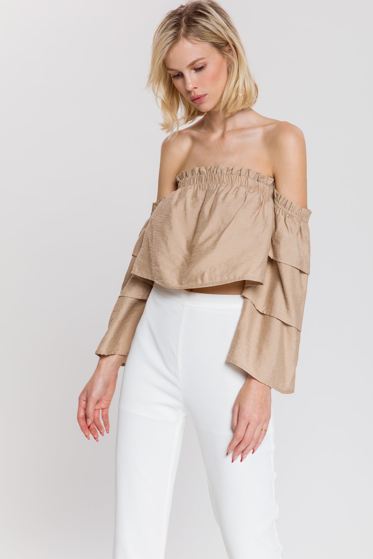Off Shoulder Tiered Sleeve Top