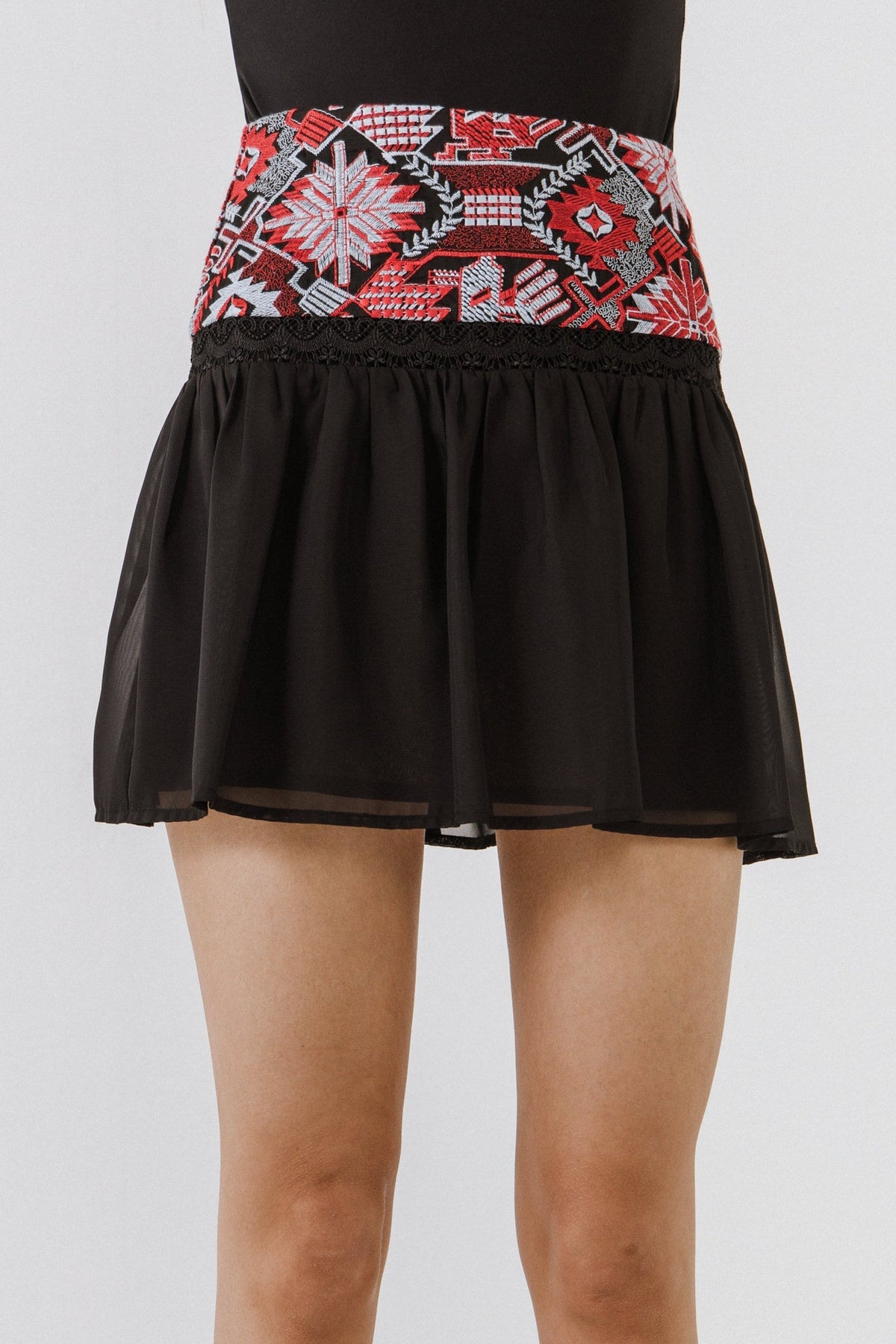 ENDLESS ROSE - Dorian Embroidered Mini Skirt - SKIRTS available at Objectrare