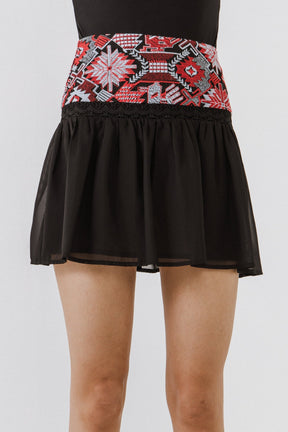 ENDLESS ROSE - Dorian Embroidered Mini Skirt - SKIRTS available at Objectrare