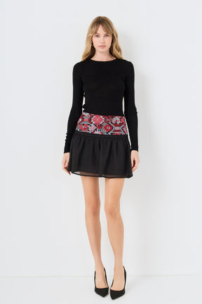 ENDLESS ROSE - Dorian Embroidered Mini Skirt - SKIRTS available at Objectrare