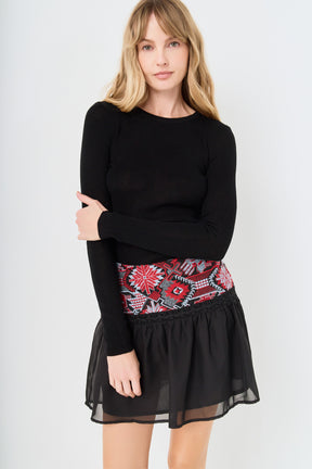 ENDLESS ROSE - Dorian Embroidered Mini Skirt - SKIRTS available at Objectrare