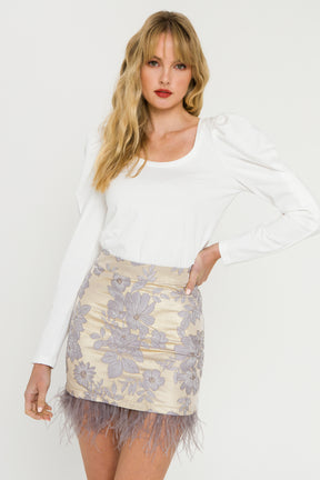 ENDLESS ROSE - Feather Detail Mini Skirt - SKIRTS available at Objectrare