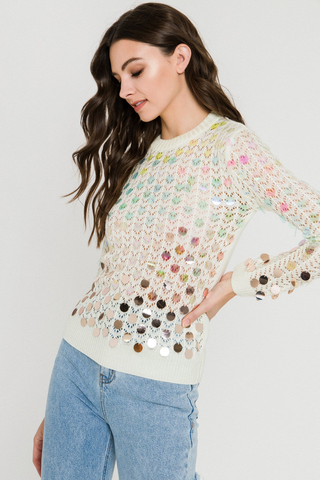 ENDLESS ROSE - Ombre Sequin Embellished Sweater - SWEATERS & KNITS available at Objectrare