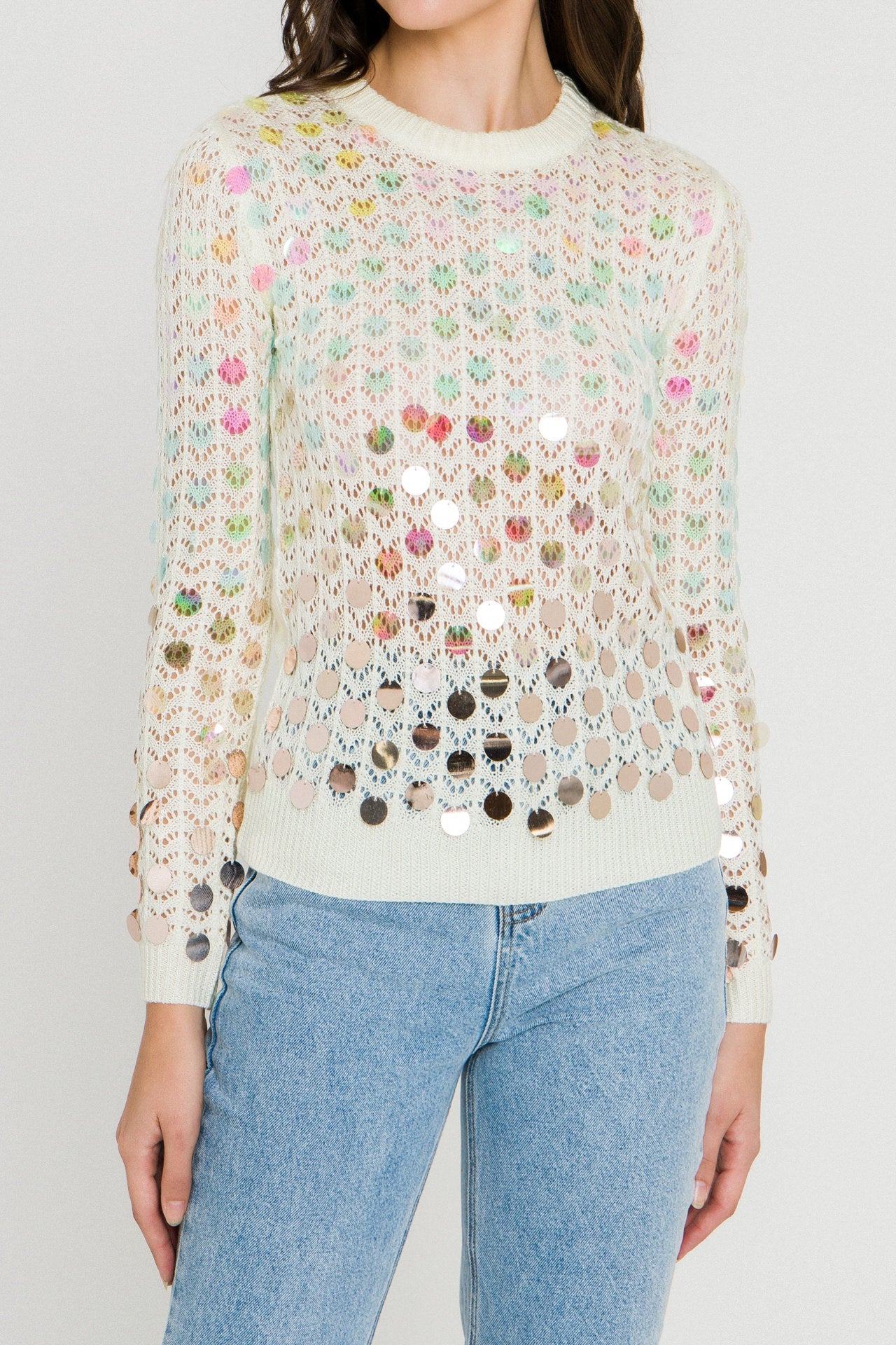 ENDLESS ROSE - Ombre Sequin Embellished Sweater - SWEATERS & KNITS available at Objectrare