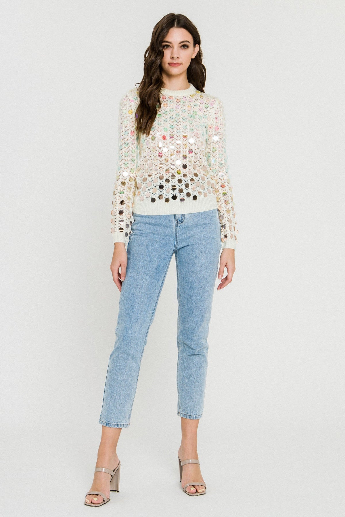 ENDLESS ROSE - Ombre Sequin Embellished Sweater - SWEATERS & KNITS available at Objectrare