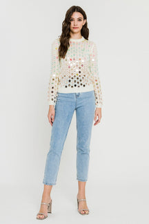 ENDLESS ROSE - Ombre Sequin Embellished Sweater - SWEATERS & KNITS available at Objectrare