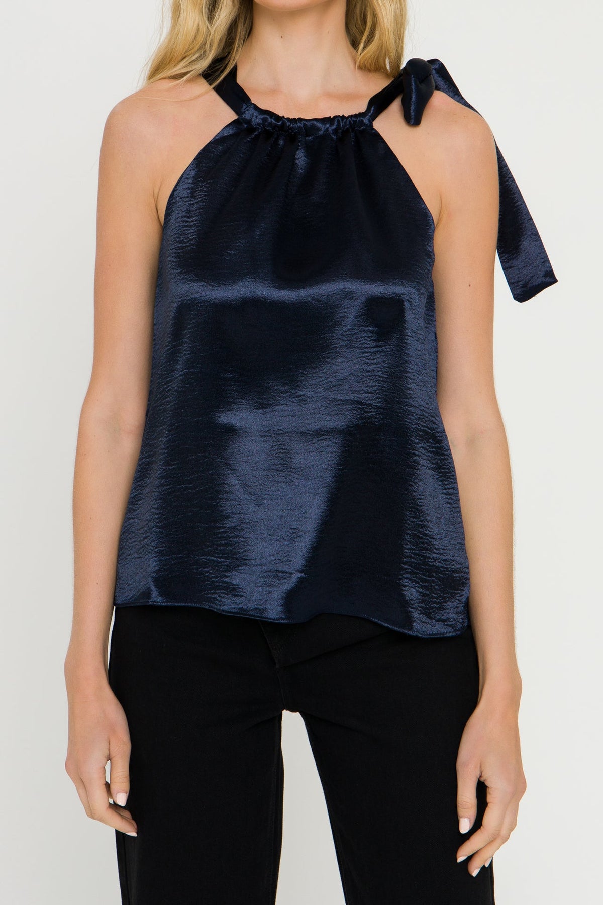 Satin Halter Neck Tank Top