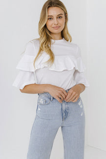 ENDLESS ROSE - Ruffle Sleeve T-Shirt - TOPS available at Objectrare