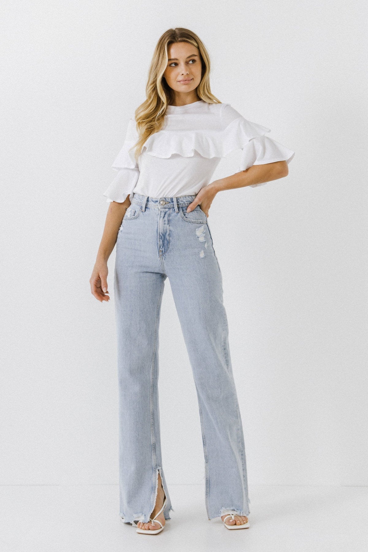 ENDLESS ROSE - Ruffle Sleeve T-Shirt - TOPS available at Objectrare